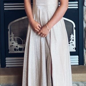 Glitter Gold/Peach Prom Dress From David’s Bridal!